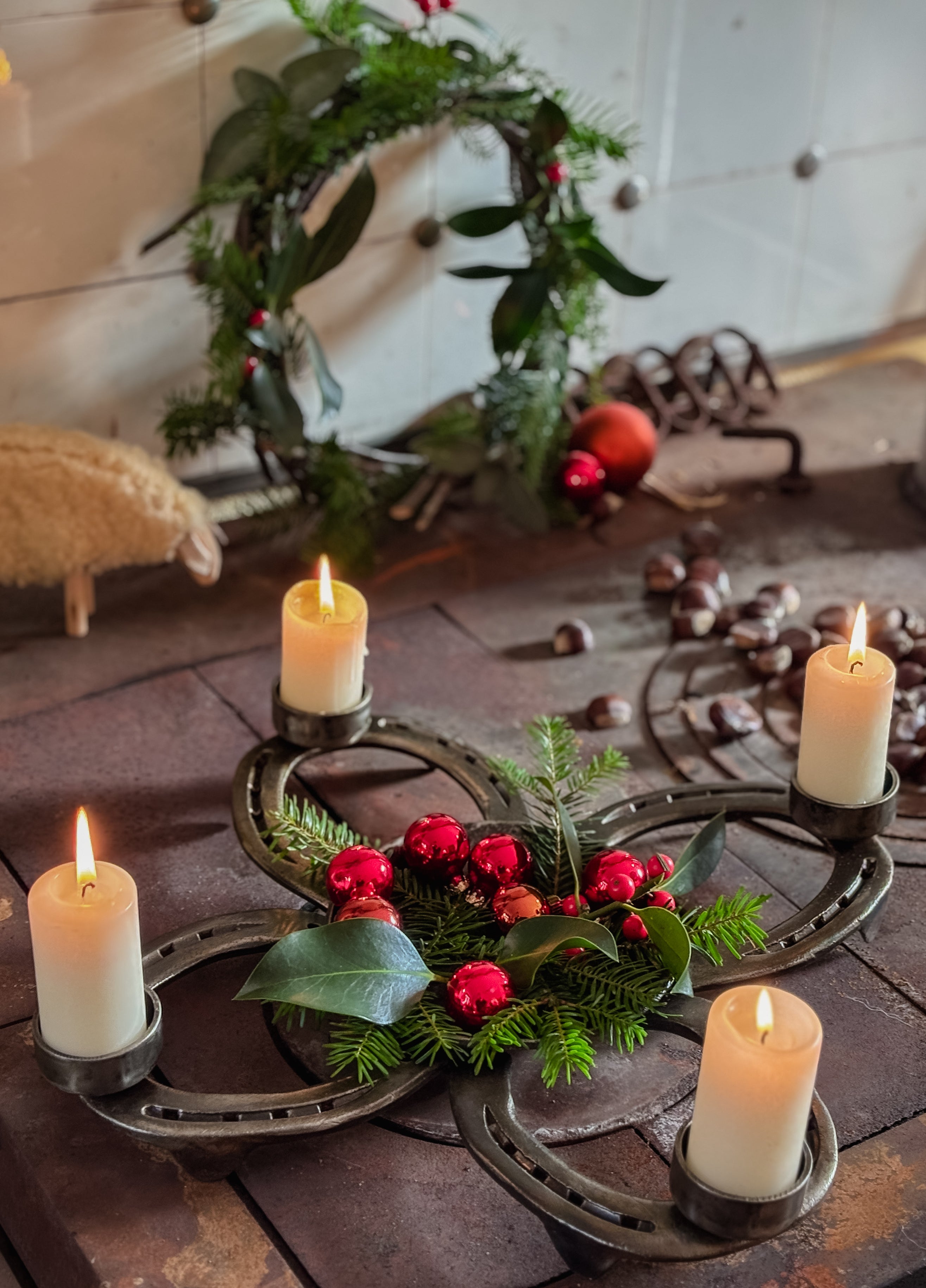 Adventskranz aus Hufeisen